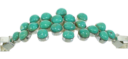 Turquoise And Genuine Sterling Silver Jewelry Link Bracelet VX65227